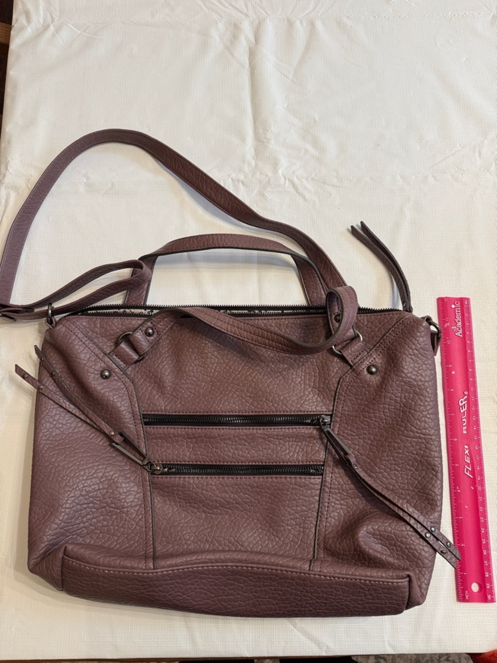 Jessica Simpson Zoey Satchel Purple/Mauve Textured Shoulder Bag
